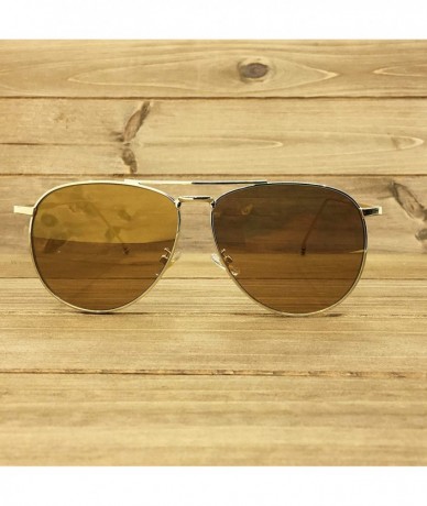 Oversized RAKOSTA 97025 Premium Oversized Flat Aviator Tint Mirrored Sunglass Womens Mens - Gold/Gold - CL1954KMI43 $32.51