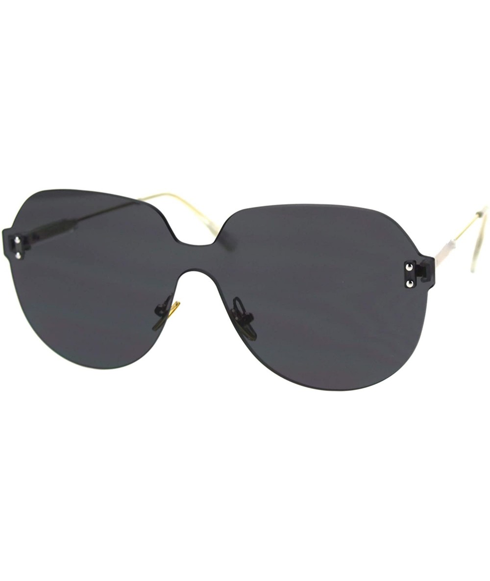 Oversized Retro Oversize Rimless Shield Minimal Panel Sunglasses - Black - CY18SYQ7592 $24.33