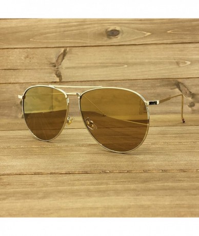 Oversized RAKOSTA 97025 Premium Oversized Flat Aviator Tint Mirrored Sunglass Womens Mens - Gold/Gold - CL1954KMI43 $32.51