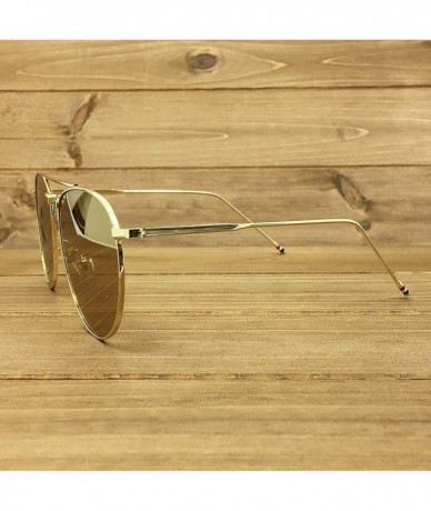 Oversized RAKOSTA 97025 Premium Oversized Flat Aviator Tint Mirrored Sunglass Womens Mens - Gold/Gold - CL1954KMI43 $32.51