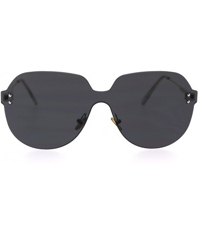 Oversized Retro Oversize Rimless Shield Minimal Panel Sunglasses - Black - CY18SYQ7592 $24.33