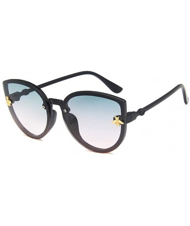 Oval Unisex Sunglasses Retro Bright Black Grey Drive Holiday Oval Non-Polarized UV400 - Black Grey - CW18RH6SQWD $17.63