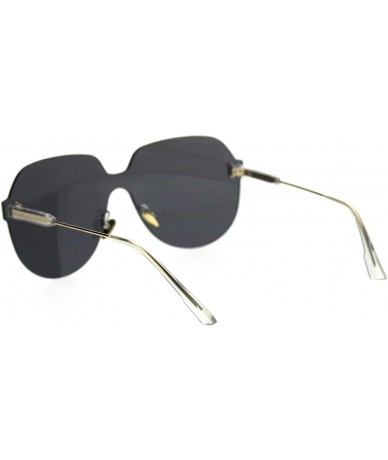 Oversized Retro Oversize Rimless Shield Minimal Panel Sunglasses - Black - CY18SYQ7592 $24.33