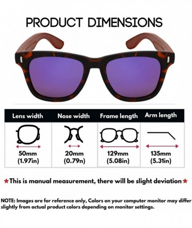 Wayfarer Wood Bamboo Horned Rim Polarized Sunglasses for Men Women With Color Mirror Lens - CL18QEK42MG $27.00