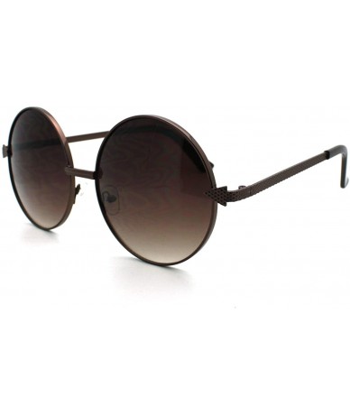 Round Super Oversized Round Circle Sunglasses Arrow Design Metal Frame - Brown - CN17YI6C8WX $18.44