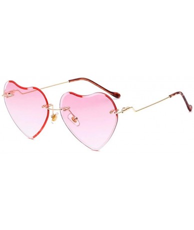 Aviator Sunglasses Frameless Peach Heart Sunglasses Love Sunglasses Brilliant Ocean Lady Sunglasses - F - CF18QREIQZO $66.75