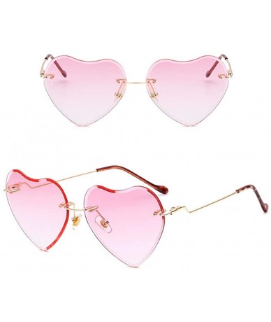 Aviator Sunglasses Frameless Peach Heart Sunglasses Love Sunglasses Brilliant Ocean Lady Sunglasses - F - CF18QREIQZO $66.75