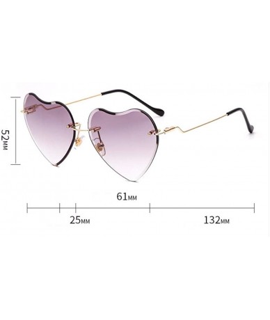 Aviator Sunglasses Frameless Peach Heart Sunglasses Love Sunglasses Brilliant Ocean Lady Sunglasses - F - CF18QREIQZO $66.75