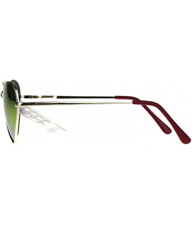 Round Womens Color Mirror Lens Heart Shape Metal Rim Sunglasses - Gold Red Fuchsia - C11884GK9QH $19.12