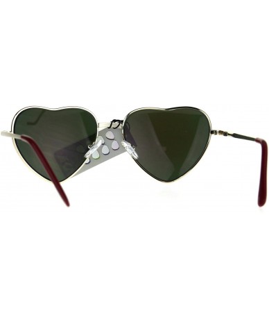 Round Womens Color Mirror Lens Heart Shape Metal Rim Sunglasses - Gold Red Fuchsia - C11884GK9QH $19.12