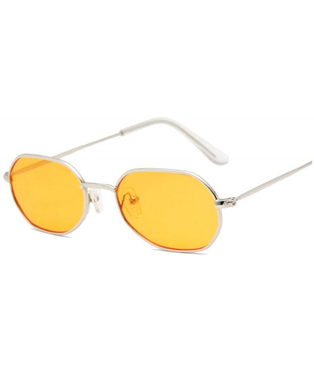 Square Vintage Small Octagon Sunglasses Women Fashion Shade Square Metal Frame Sun Glasses Red Yellow Pink - C41985CN2TE $50.06