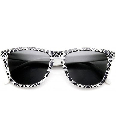 Sport Native Print Geometric Shapes Keyhole Bridge Horn Rimmed Sunglasses - Black-white-pixels - CI11N9M8U0P $20.45