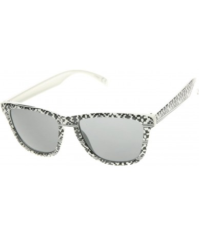 Sport Native Print Geometric Shapes Keyhole Bridge Horn Rimmed Sunglasses - Black-white-pixels - CI11N9M8U0P $20.45