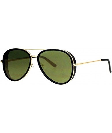 Aviator Flat Mirror Lens Sunglasses Designer Fashion Side Cover Aviators - Gold Black (Brown Mirror) - CU189LHDXKU $21.64