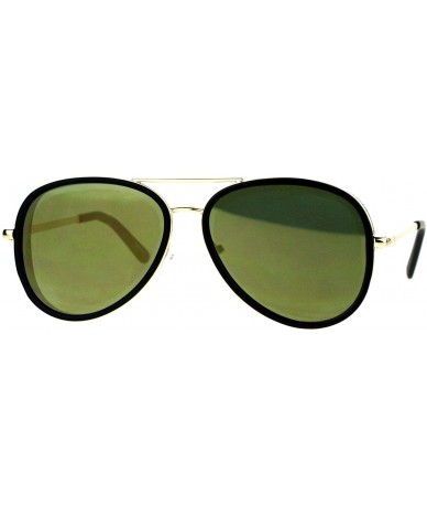 Aviator Flat Mirror Lens Sunglasses Designer Fashion Side Cover Aviators - Gold Black (Brown Mirror) - CU189LHDXKU $21.64