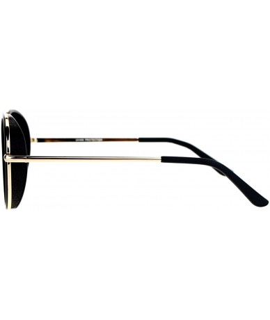 Aviator Flat Mirror Lens Sunglasses Designer Fashion Side Cover Aviators - Gold Black (Brown Mirror) - CU189LHDXKU $21.64