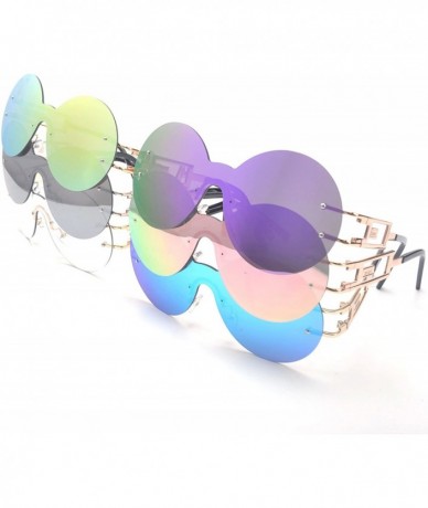 Round 2017 New Frameless Personality Fashion Men and Women One Piece of Round sunglasses - Gold-silver - CA182M0O5EH $25.35