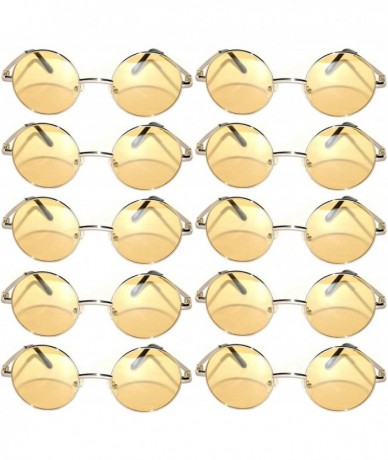 Oval 10 Pack Round Retro Vintage Circle Style Sunglasses Colored Small Metal Frame - 43_yellow_10_pairs - C11853KUK4N $33.97