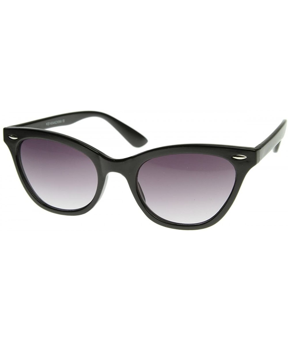 Aviator Small Pointed Rim Cat Eye Shaped Sunglasses with Rivets (Black) - CU1191BV3D9 $19.67