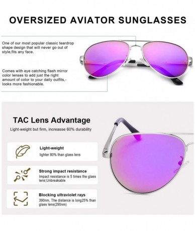 Aviator Aviator Sunglasses for Women Polarized Mirrored - Large Metal Frame - UV 400 Protection - C318G6E9M78 $42.56