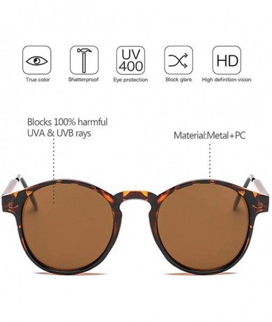 Goggle Small Round Sunglasses for Women Men Vintage Fashion Eyewear UV400 - Leopard Print - Brown - CJ18RRK4MS8 $17.02