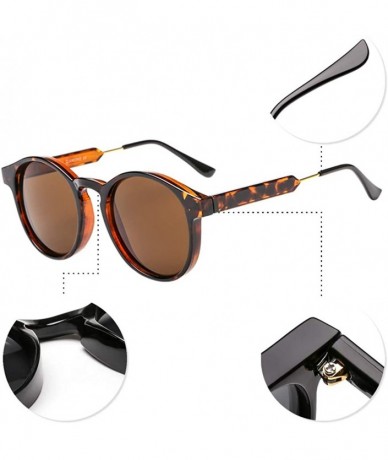 Goggle Small Round Sunglasses for Women Men Vintage Fashion Eyewear UV400 - Leopard Print - Brown - CJ18RRK4MS8 $17.02