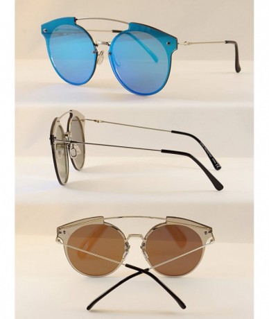 Aviator Unisex Futuristic Ultra Slim Frame Mirrored Flat Lens Sunglasses A033 - Silver/ Blue Revo - CI186HK9O97 $19.10