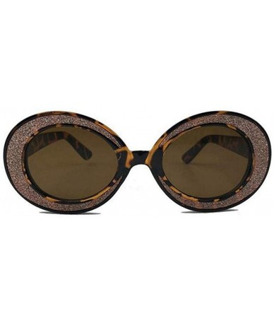 Oval Fashion Sunglasses for women 2019 New Brand Designer Retro Big Frame Luxury Rhinestone Oval Sunglasses - Brown - CC18ADI...