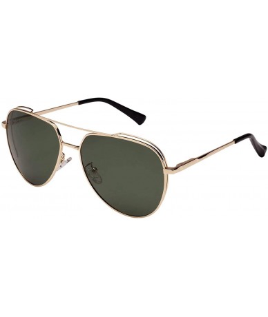 Aviator Classic Aviator Metal Frame Sunglasses with Spring Hinges for Men and Women 1930 - Green - C418QRWL4N3 $27.08