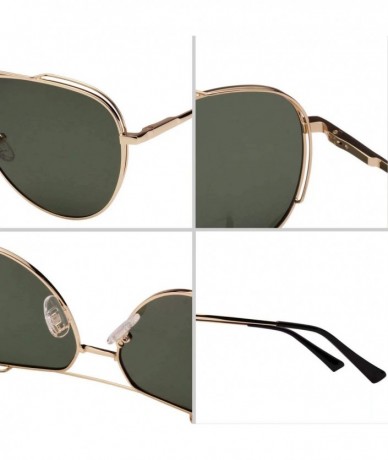 Aviator Classic Aviator Metal Frame Sunglasses with Spring Hinges for Men and Women 1930 - Green - C418QRWL4N3 $27.08