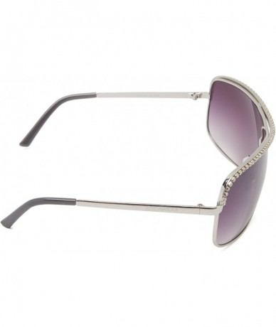 Shield Women's R504 Shield Sunglasses Adorned with Rhinestone Accents & 100% UV Protection - 70 mm - Silver Metallic - CR11C4...