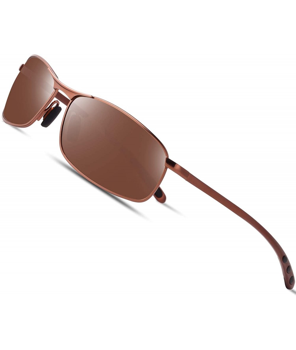 Semi-rimless SUNGLASSES FOR MEN WOMEN - Half Frame Polarized Classic fashion womens mens sunglasses FD4003 (33brown/brown - 2...