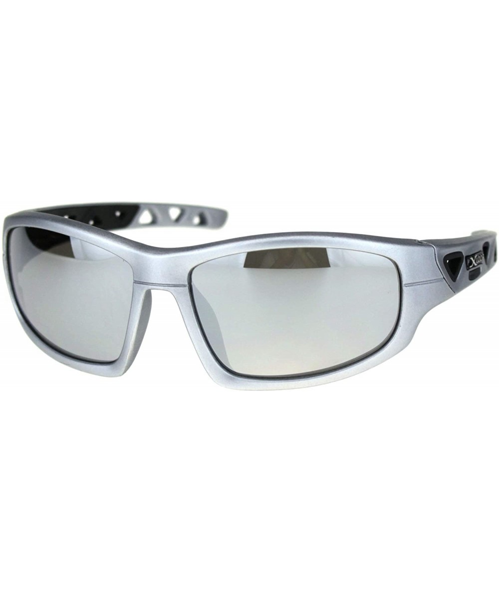 Rectangular Xloop Sunglasses Mens Sports Shades Oval Rectangular Wrap Around UV 400 - Matte Silver - C218UIRR76A $21.28