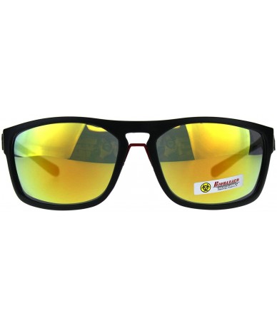 Sport Biohazard Mens Sunglasses Oval Rectangular Matte Frame UV 400 - Black (Orange Mirror) - C818CUSH3HN $20.58