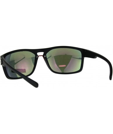 Sport Biohazard Mens Sunglasses Oval Rectangular Matte Frame UV 400 - Black (Orange Mirror) - C818CUSH3HN $20.58