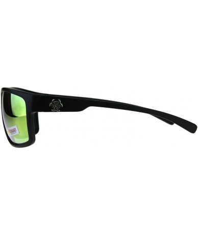 Sport Biohazard Mens Sunglasses Oval Rectangular Matte Frame UV 400 - Black (Orange Mirror) - C818CUSH3HN $20.58