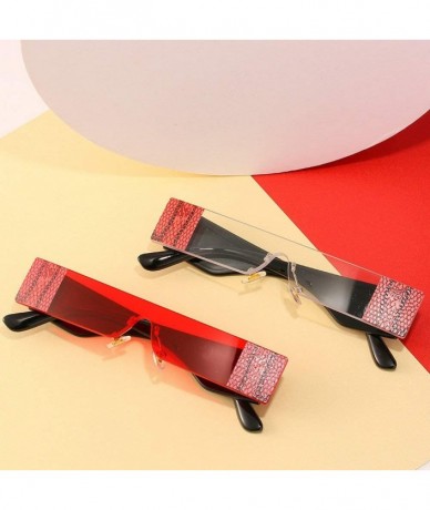 Rimless Fashion Rimless Sunglasses Vintage Rectangle - Clear - CZ197X6CAG5 $23.63