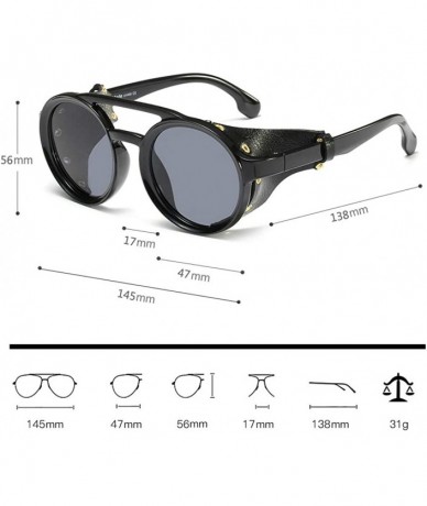 Round Hippie Round Steampunk Sunglasses for Men Side Shield Cyberpunk Circular Keyhole - Brown - C0194UC2CGQ $29.10