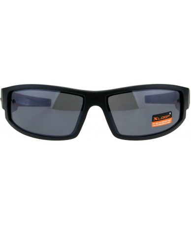 Rectangular Xloop Mens Sunglasses Wrap Around Rectangular Biker Flame Design - Black Red (Black) - C418I4DN3CK $20.25