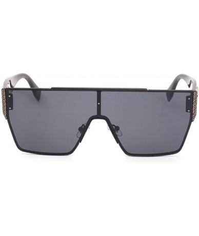 Square Cassic flat top sunglasses for men women retro oversized sunglasses see through lens - 3 - CI199L5KYSR $28.67