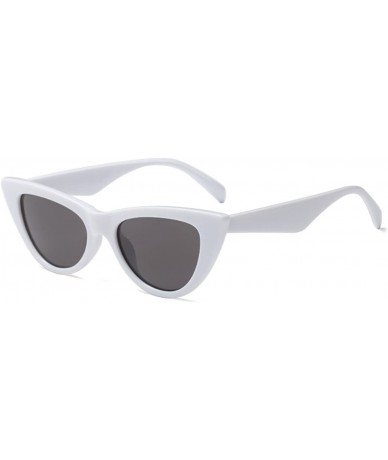 Oval Women Small sunglasse Retro Vintage Cat Eye Eyewear Goggles Resin Frame - White - CP18DW8AY0K $19.12