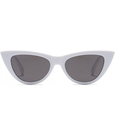 Oval Women Small sunglasse Retro Vintage Cat Eye Eyewear Goggles Resin Frame - White - CP18DW8AY0K $19.12