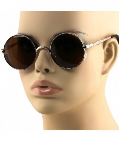 Oval Gothic Steampunk Sunglasses Women Men Round Lens Metal Frame Side Shield - Gold - Brown - CH11HW7R05T $19.49