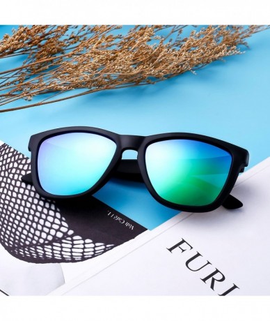 Sport Retro Polarized Sunglasses for Women Men Vintage Square Mirror Glasses - CM185UEZ5OG $27.66