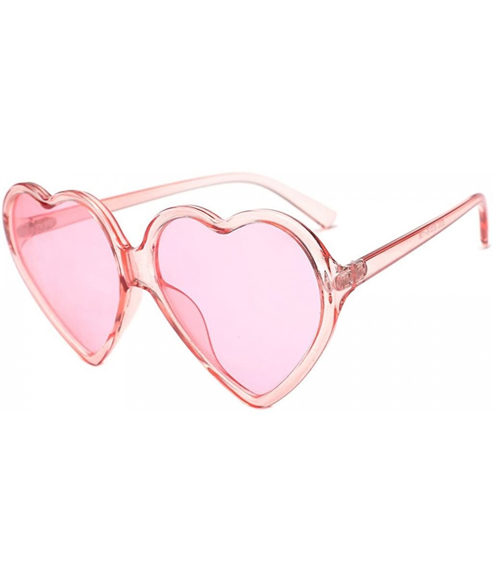 Rimless Women Heart Shaped Rimless Sunglasses Transparent Candy Color Eyewear Party Glasses (Pink) - CL196GY7RD6 $19.00