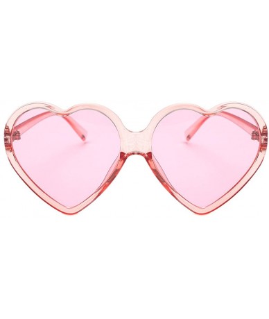 Rimless Women Heart Shaped Rimless Sunglasses Transparent Candy Color Eyewear Party Glasses (Pink) - CL196GY7RD6 $19.00