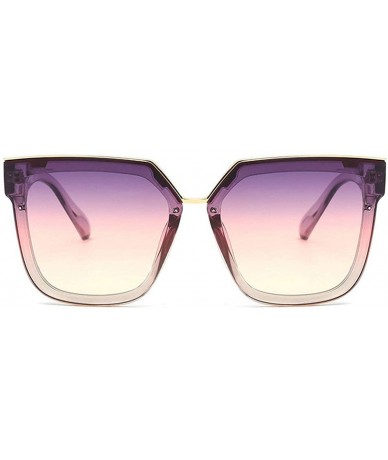 Square Classic Large Frame Square Sunglasses Lady Vintage Full Rim Sun Glasses UV400 - Purple Pink - CF18RKGDYXC $22.79