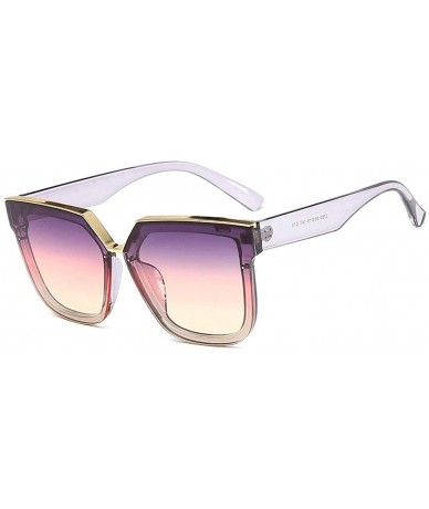 Square Classic Large Frame Square Sunglasses Lady Vintage Full Rim Sun Glasses UV400 - Purple Pink - CF18RKGDYXC $22.79