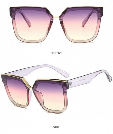 Square Classic Large Frame Square Sunglasses Lady Vintage Full Rim Sun Glasses UV400 - Purple Pink - CF18RKGDYXC $22.79