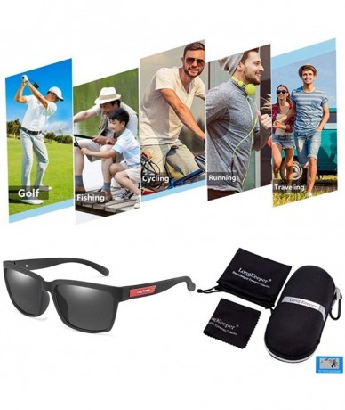 Sport Classic Polarized Driving Sunglasses Vintage Men Women Square Fishing Glasses - Black Grey - C018T7TTX5D $18.01